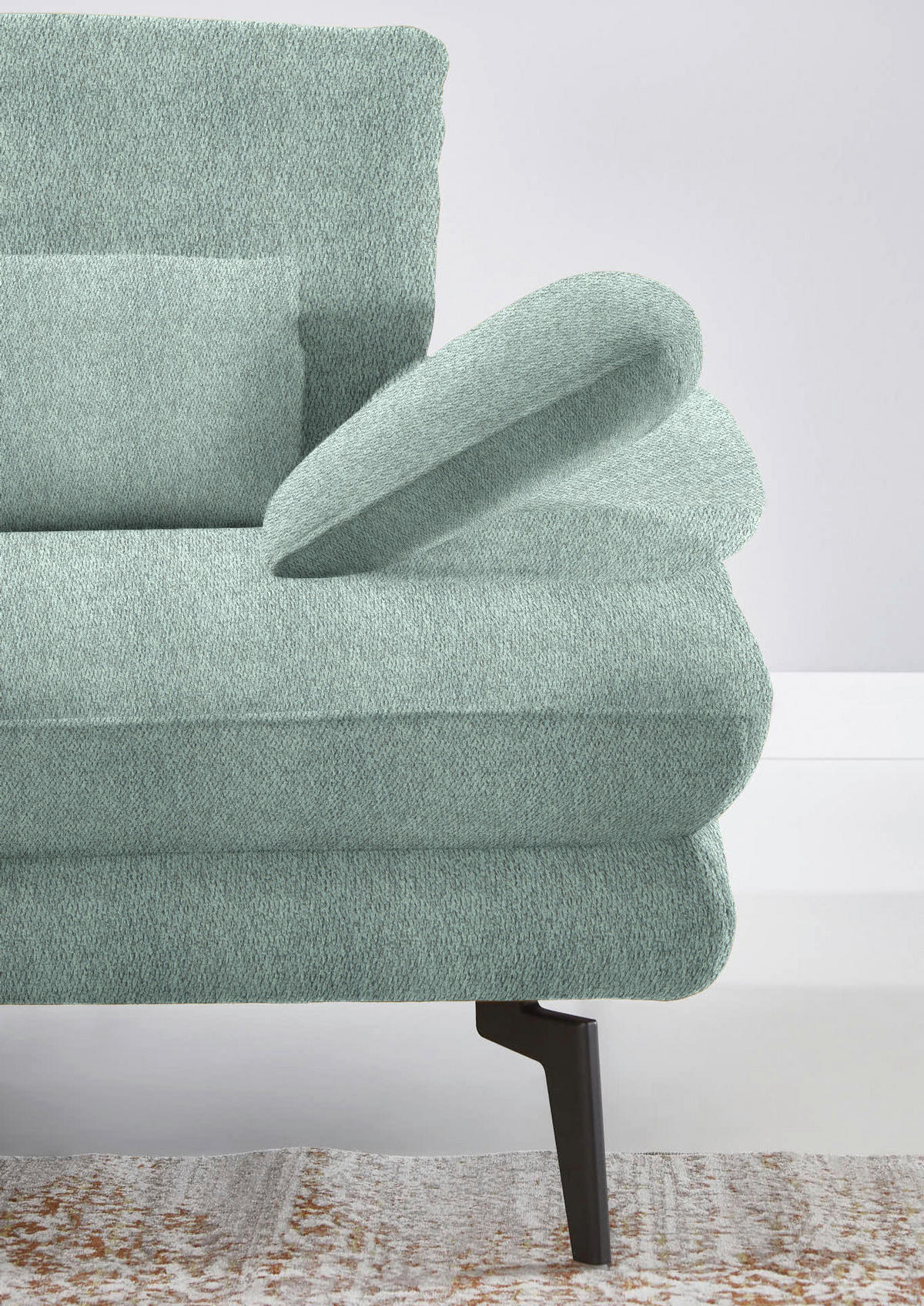 ECKSOFA in Chenille Mintgrün  - Schwarz/Mintgrün, Design, Textil/Metall (180/310cm) - Dieter Knoll