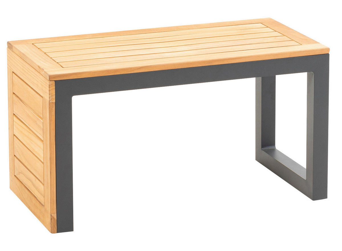LOUNGEGARNITUR   253/70/175 cm Teakholz Aluminium  - Anthrazit/Grau, Basics, Holz/Textil (253/70/175cm) - Gardenson