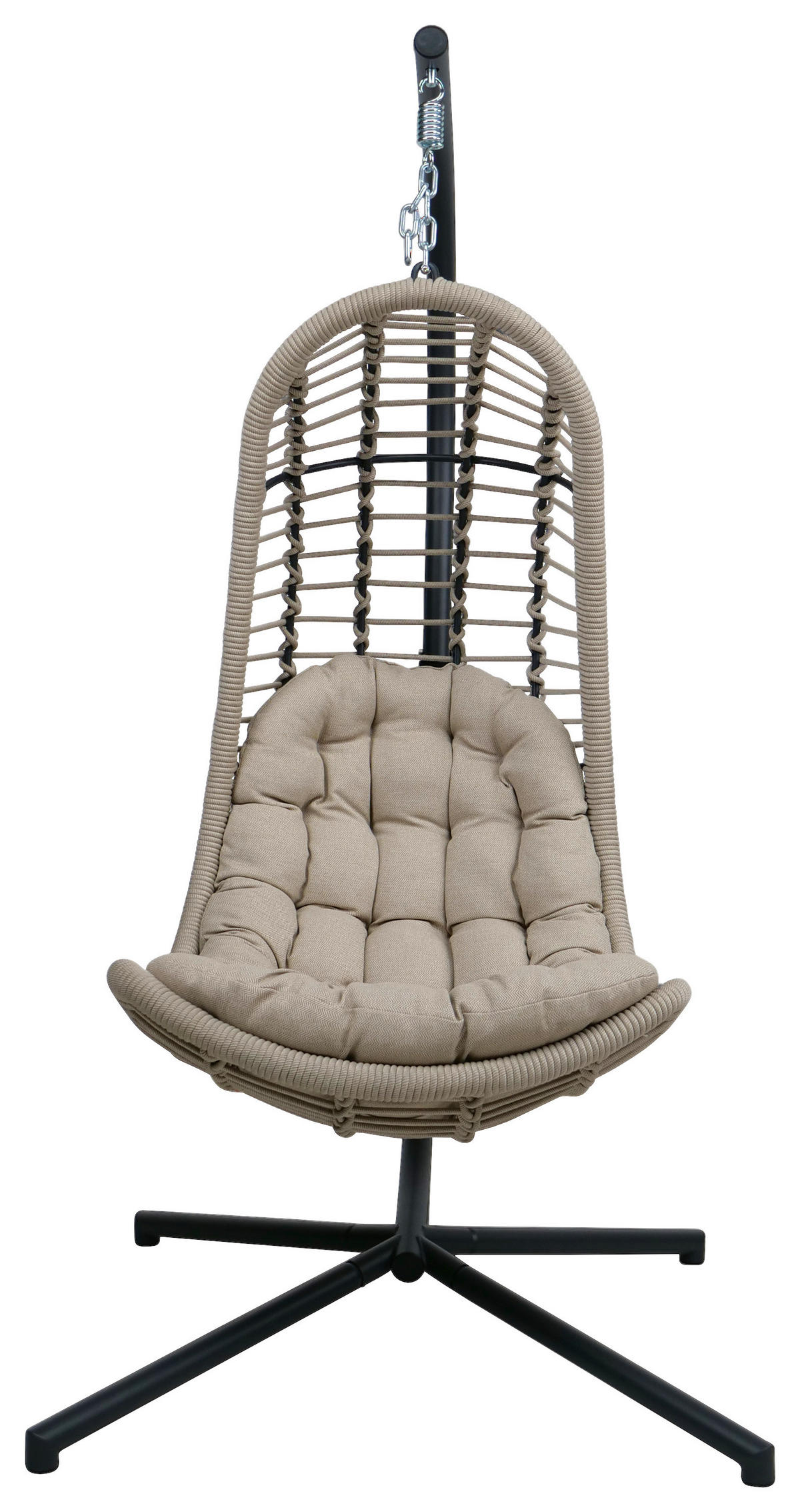 HÄNGESESSEL 95/196/95 cm Stahl  - Sandfarben/Anthrazit, KONVENTIONELL, Textil/Metall (95/196/95cm)