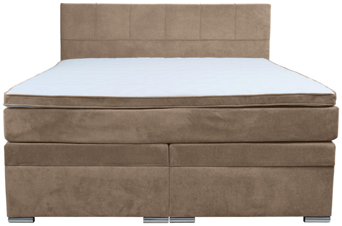BOXSPRINGBETT 180/200 cm  in Taupe  - Taupe/Chromfarben, Design, Holz/Holzwerkstoff (180/200cm) - Boxxx