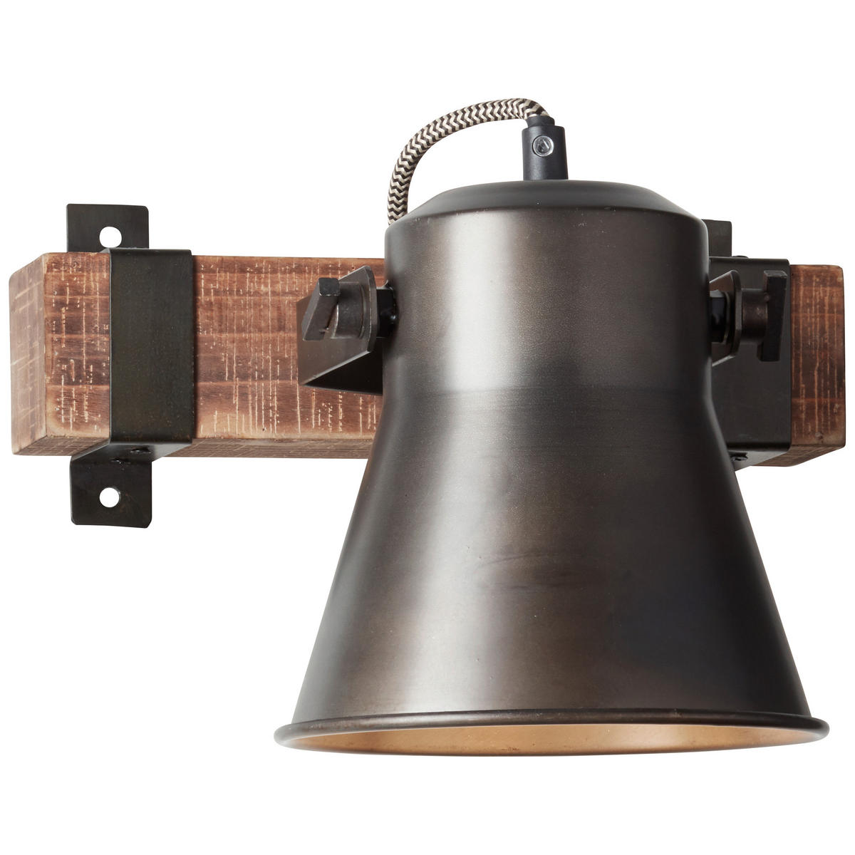 WANDLEUCHTE - Schwarz, Design, Holz/Metall (24/25cm) - Brilliant