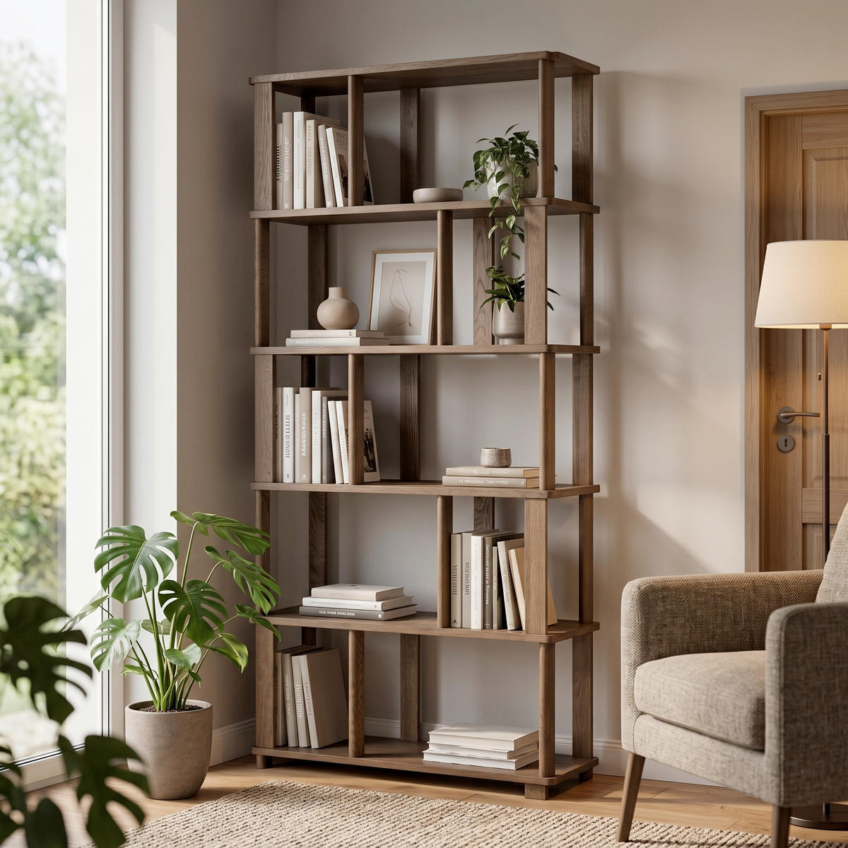 REGAL Eiche Naturfarben  - Naturfarben, Design, Holz (90/186/30cm) - Livetastic