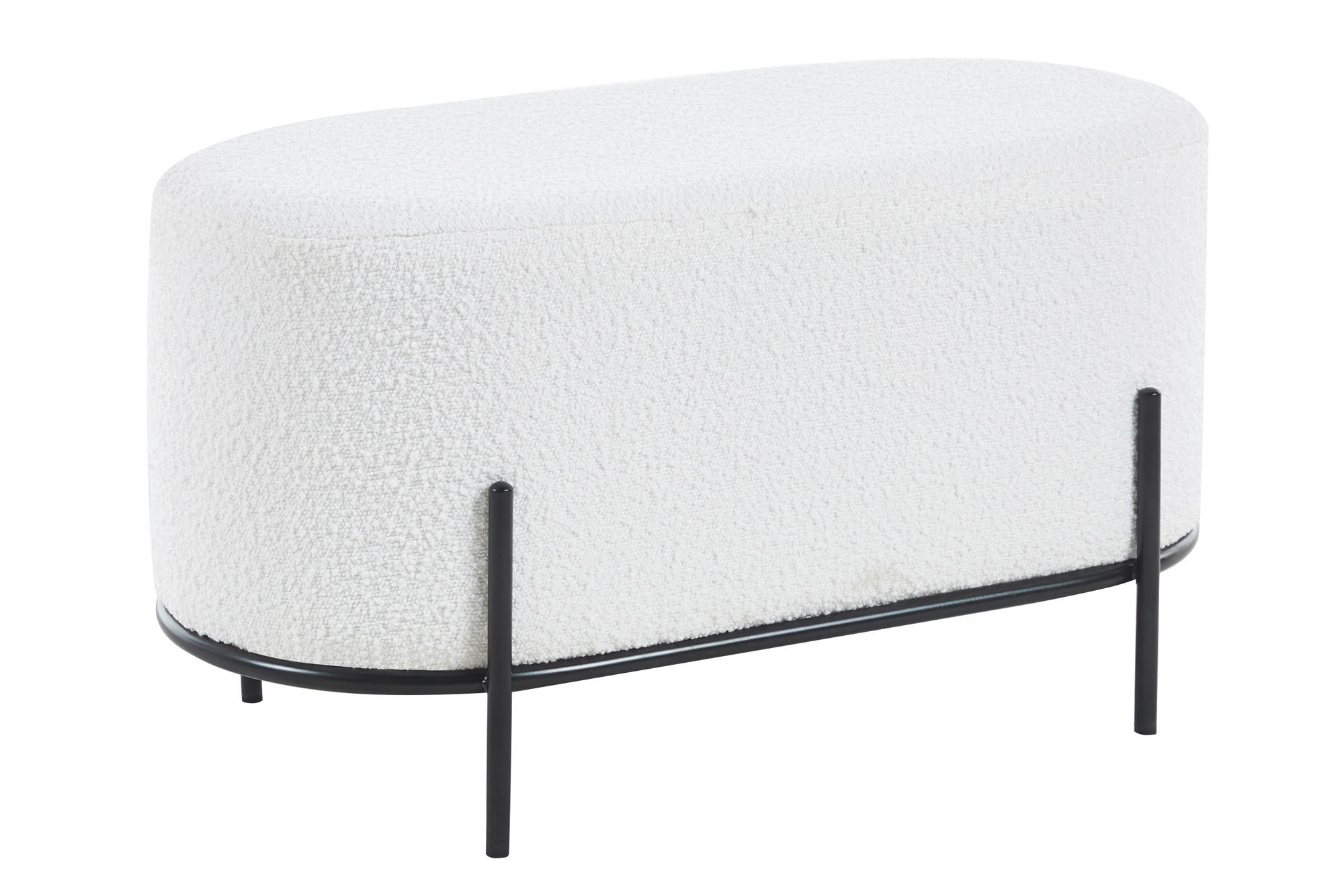 HOCKER Bouclé Weiß  - Schwarz/Weiß, MODERN, Textil/Metall (80/42/40cm) - Livetastic