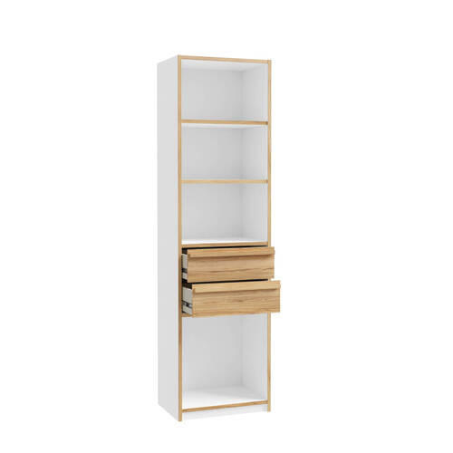 ETAJERĂ  59,4/215/42 cm alb, culoare lemn stejar  - alb/culoare lemn stejar, Modern, plastic/metal (59,4/215/42cm) - Novel
