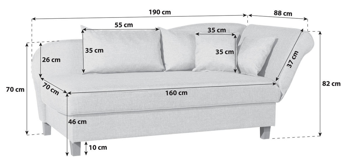 RÉCAMIERE Selma Beige Flachgewebe  inkl. Zierkissen, Rückenkissen, Bettkasten  - Beige/Buchefarben, Design, Holz/Textil (190/82/88cm) - Max Winzer