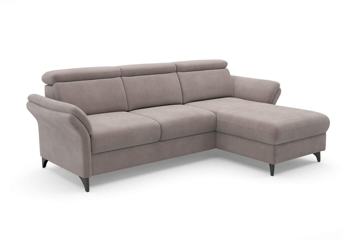 ECKSOFA GLENDALE E Taupe Flachgewebe  - Taupe/Schwarz, KONVENTIONELL, Textil/Metall (253/166cm) - Sit & More
