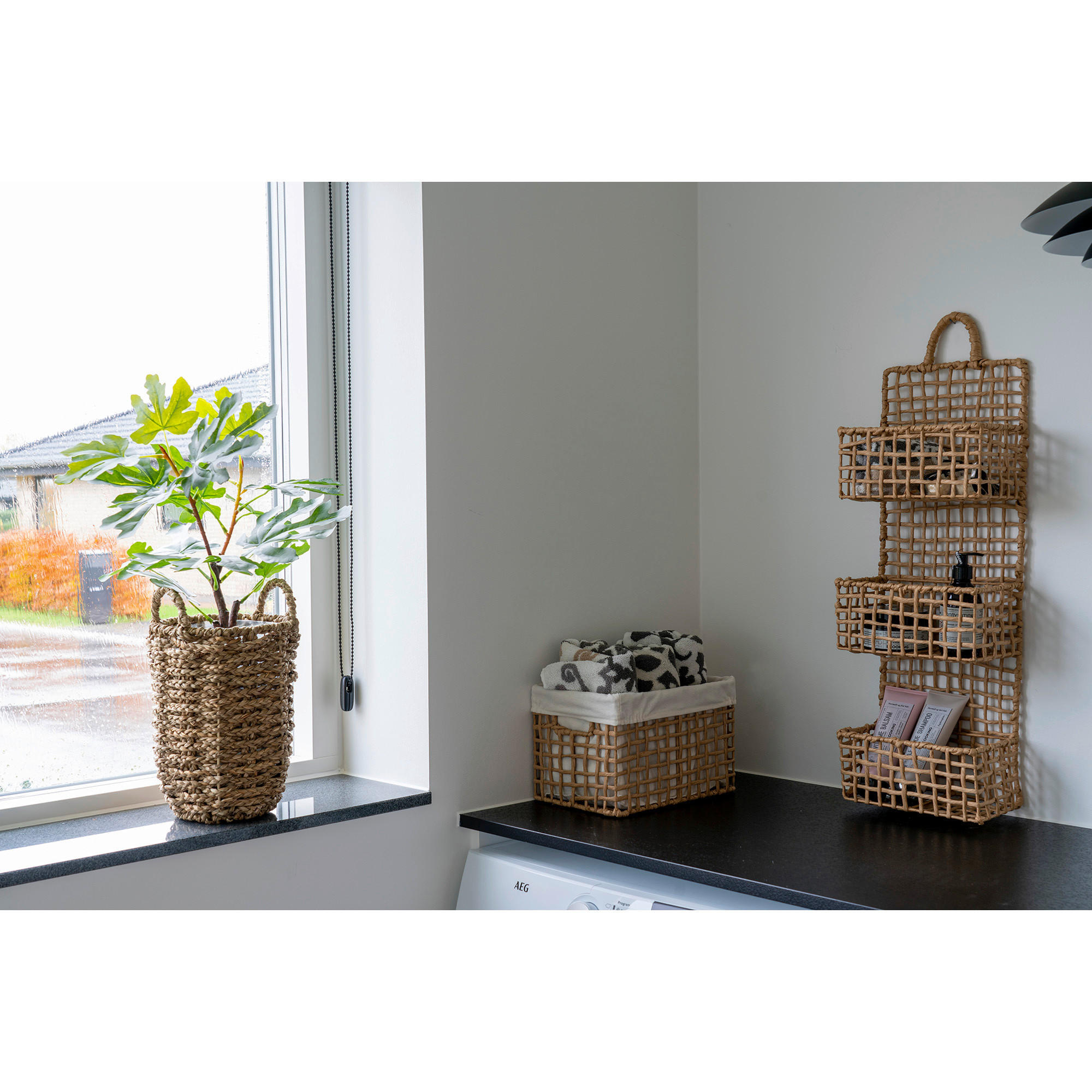 KORBSET  - Hellbraun/Weiß, Design, Papier/Metall