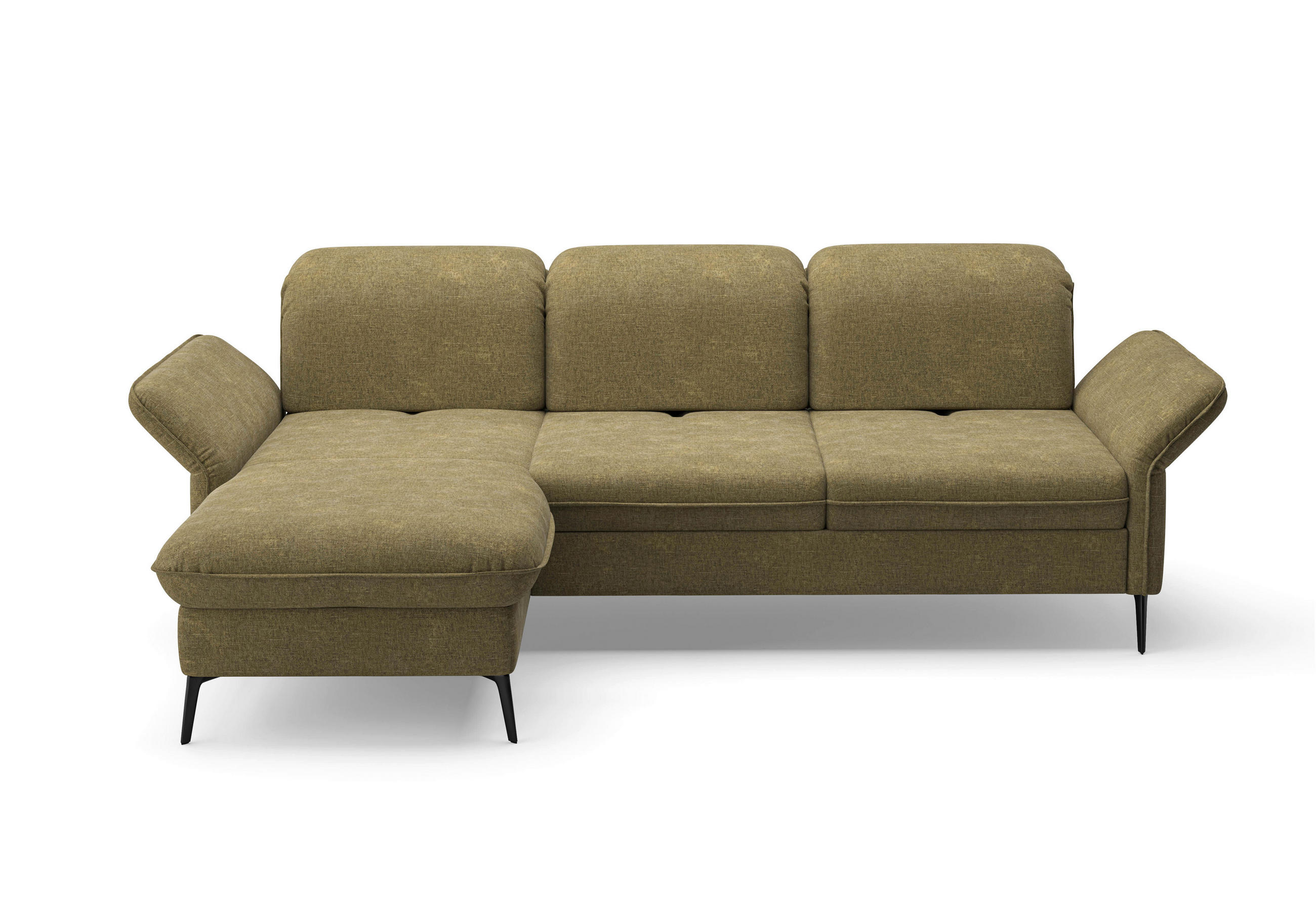 ECKSOFA in Flachgewebe Olivgrün  198/264 cm  - Schwarz/Olivgrün, KONVENTIONELL, Textil/Metall (198/264cm) - Sit & More
