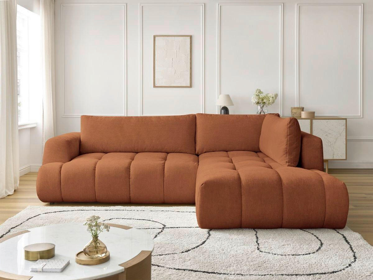 ECKSCHLAFSOFA FUJI Leinenoptik Orange  inkl.  - Schwarz/Orange, MODERN, Kunststoff/Textil (282/204cm)
