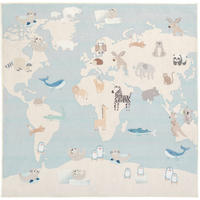 KINDERTEPPICH 120/120 cm LIVING ZOONIA, waschbar Weltkarte  - Pastellblau/Multicolor, Design, Kunststoff/Textil (120/120cm) - Lindorug