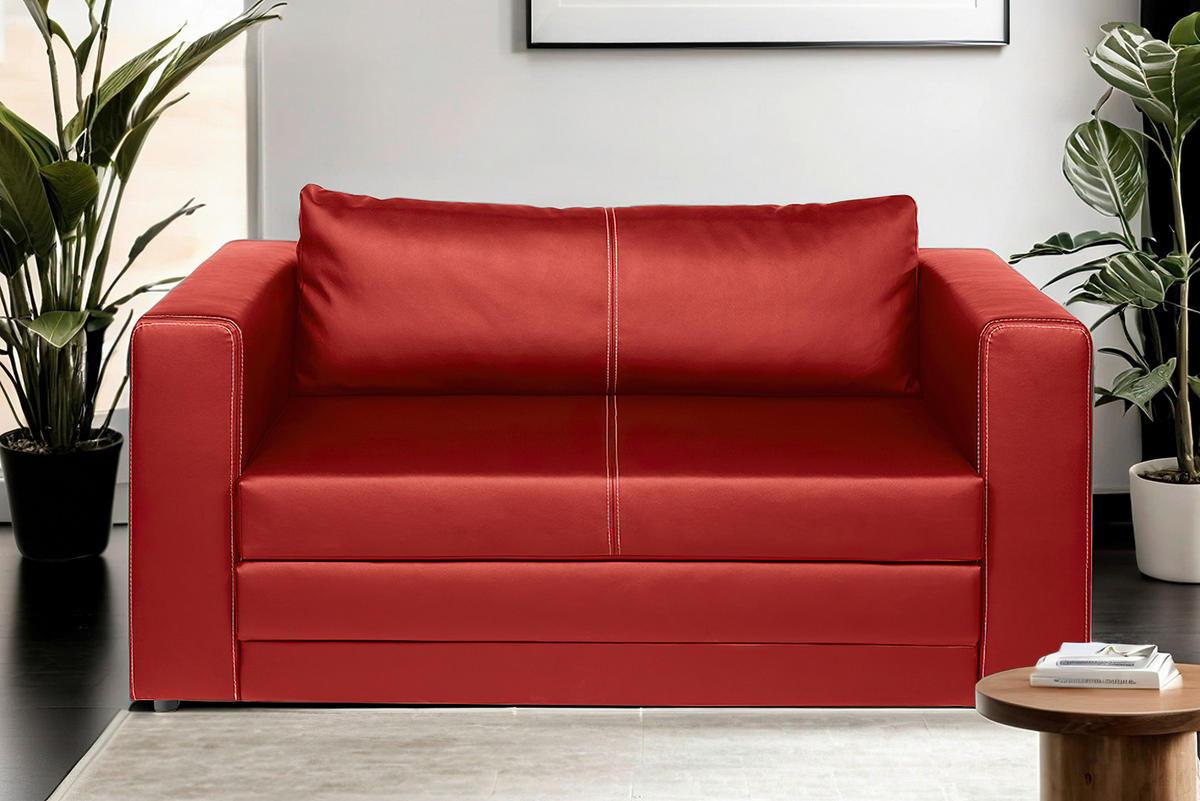 SCHLAFSOFA in Textil Rot  - Weiss/Rot, Design, Kunststoff/Textil (150/78/70cm) - Livetastic