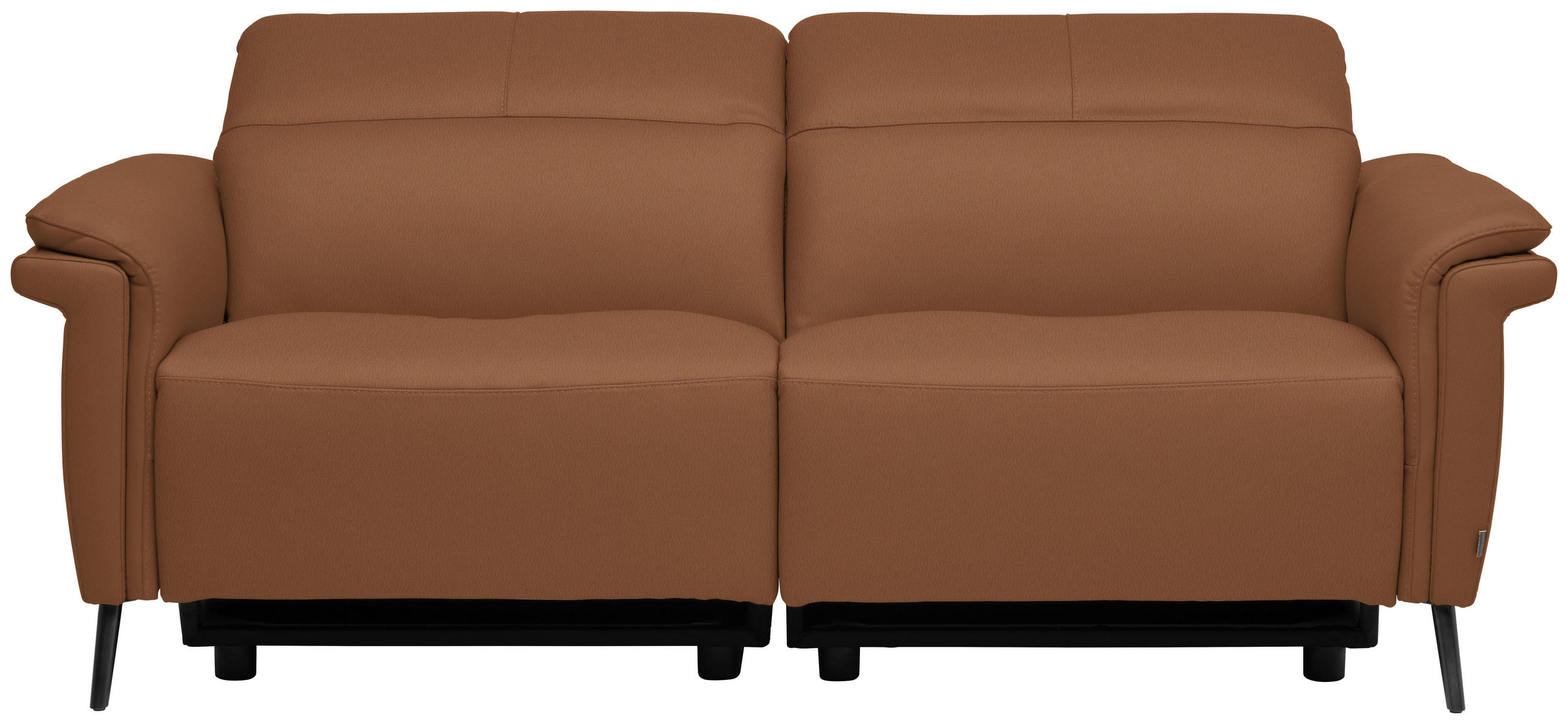 3-SITZER-SOFA Echtleder Cognac  - Cognac/Schwarz, Design, Leder/Metall (210/79/104cm) - Belluti