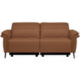 3-SITZER-SOFA  in Echtleder Cognac   - Cognac/Schwarz, Design, Leder/Metall (210/79/104cm) - Belluti