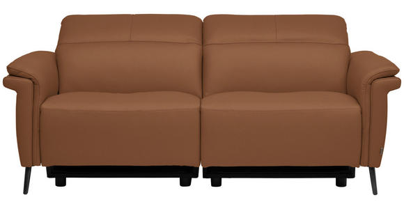 3-SITZER-SOFA  in Echtleder Cognac   - Cognac/Schwarz, Design, Leder/Metall (210/79/104cm) - Belluti