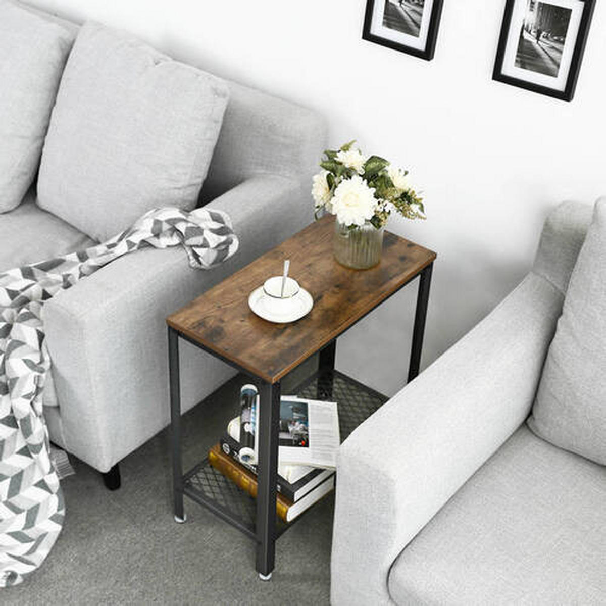 BEISTELLTISCH Braun, Schwarz rechteckig  - Schwarz/Braun, Trend, Holzwerkstoff/Metall (60/60/30cm) - Boxxx