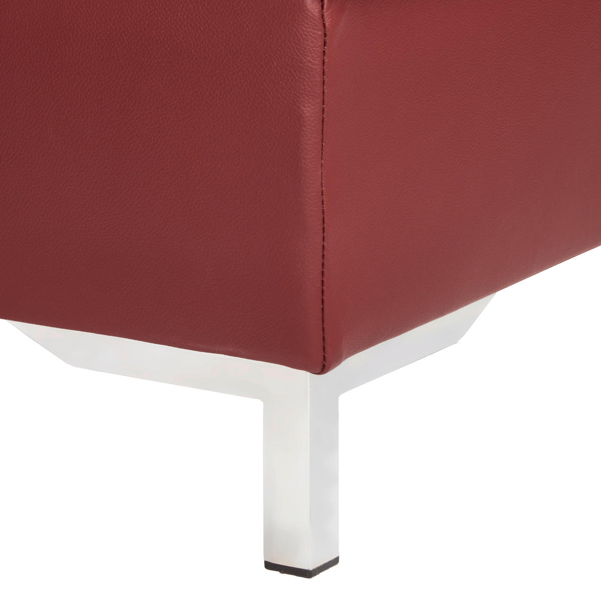 ECKSOFA in Echtleder Bordeaux  268/213 cm  - Chromfarben/Bordeaux, Design, Leder/Metall (268/213cm) - Stylife