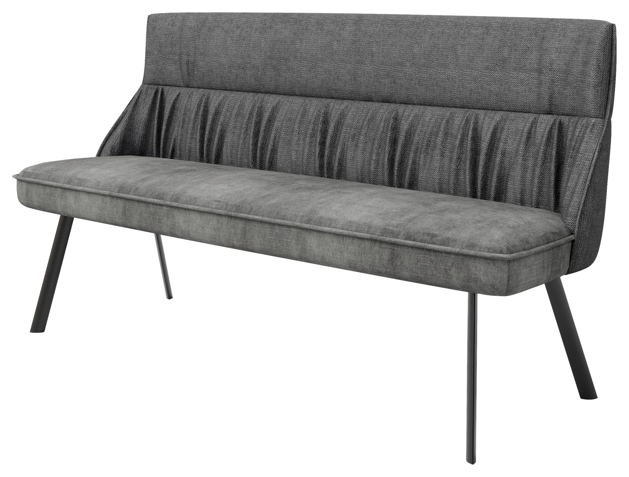 SITZBANK 180/88/63 cm Samt Anthrazit, Schwarz  - Anthrazit/Schwarz, MODERN, Textil/Metall (180/88/63cm) - MID.YOU