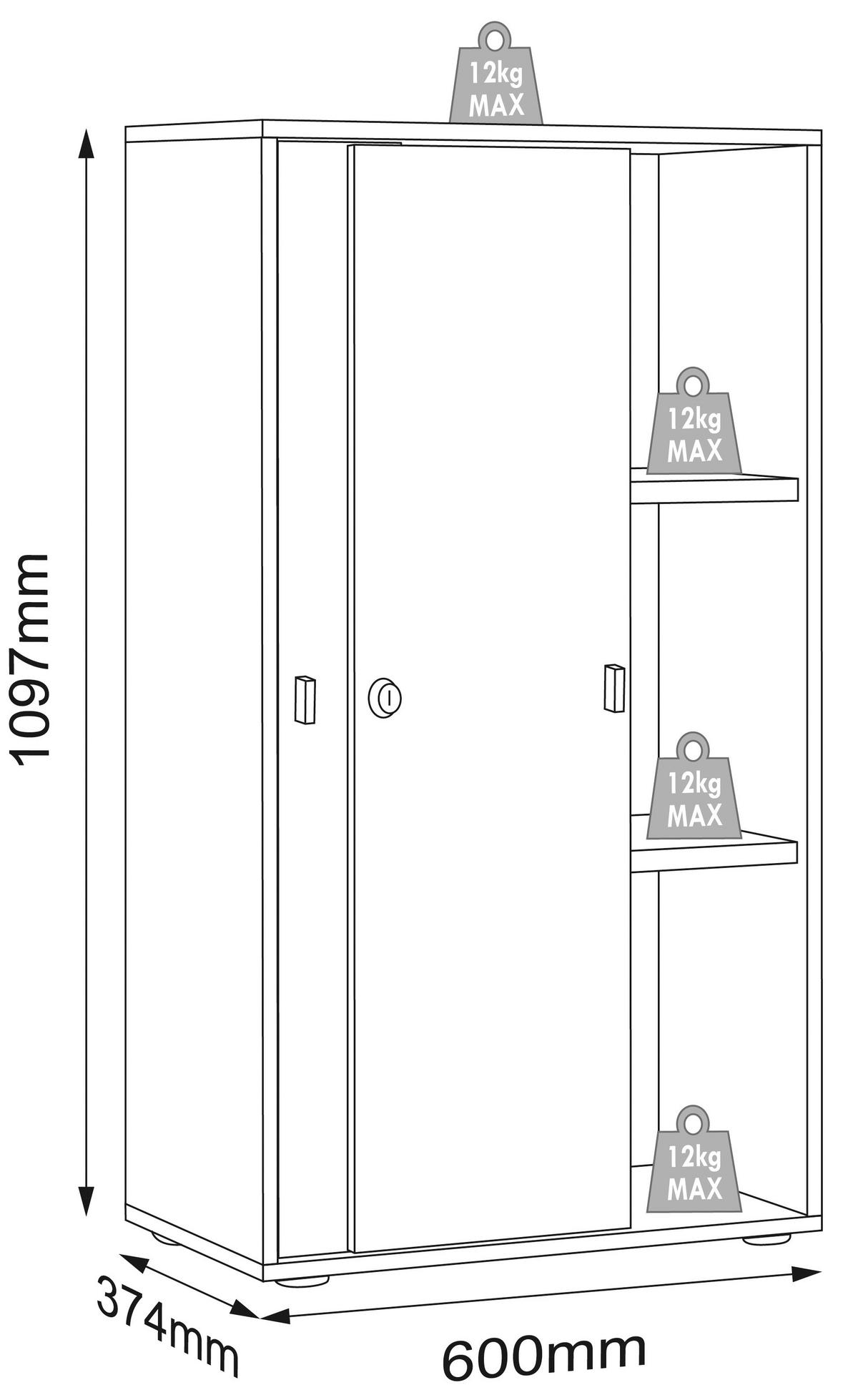 AKTENSCHRANK 60/110/37 cm  - Honigeiche/Weiss, Design, Holzwerkstoff (60/110/37cm) - MID.YOU