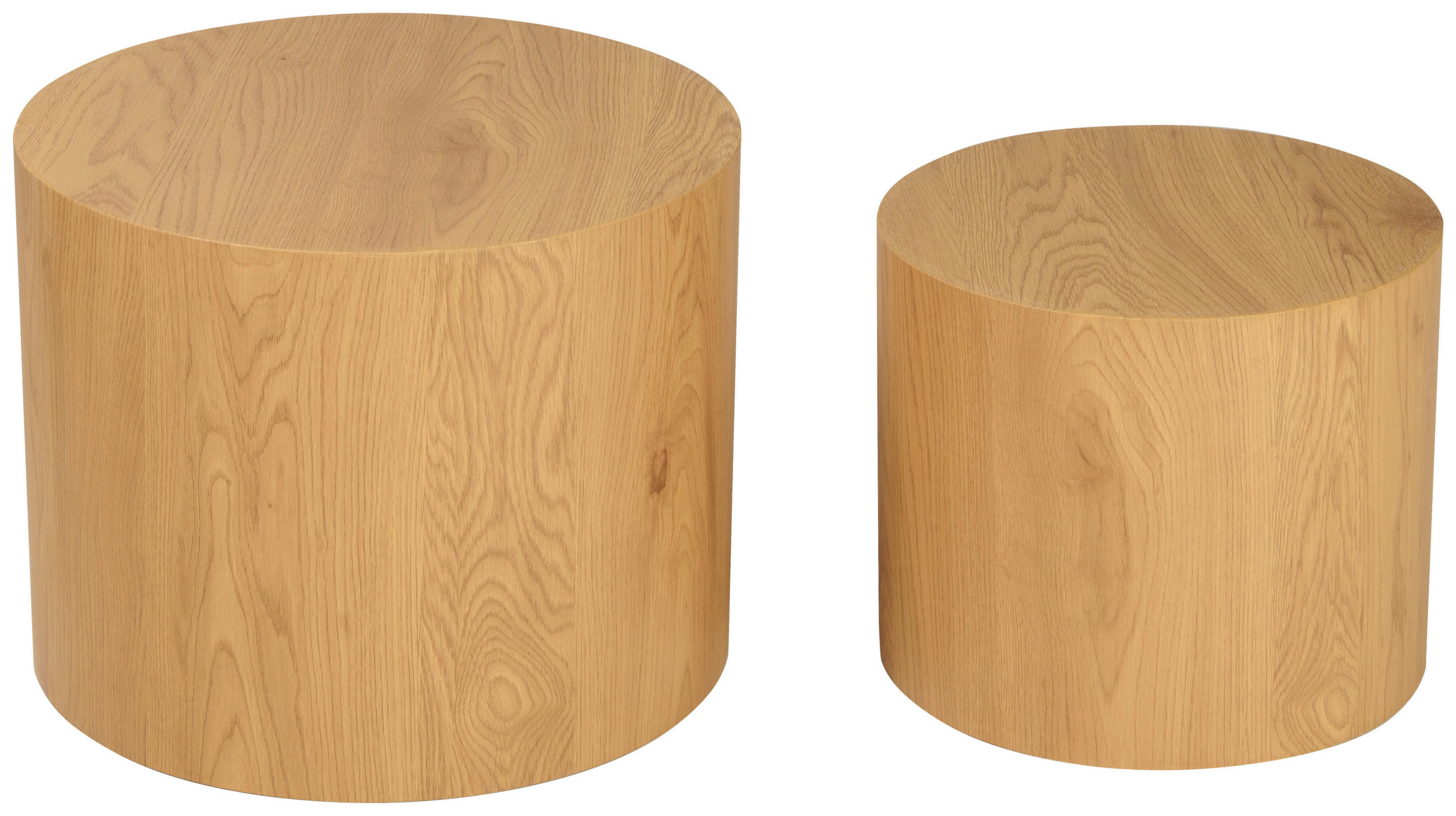 BEISTELLTISCHSET rund Eichefarben  - Eichefarben, Design, Holzwerkstoff (38-48/38-48/32-38cm) - Carryhome