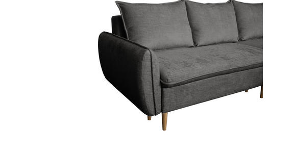 ECKSOFA Graubraun Chenille - Graubraun/Buchefarben, KONVENTIONELL, Holz/Textil (244/163cm) - Carryhome