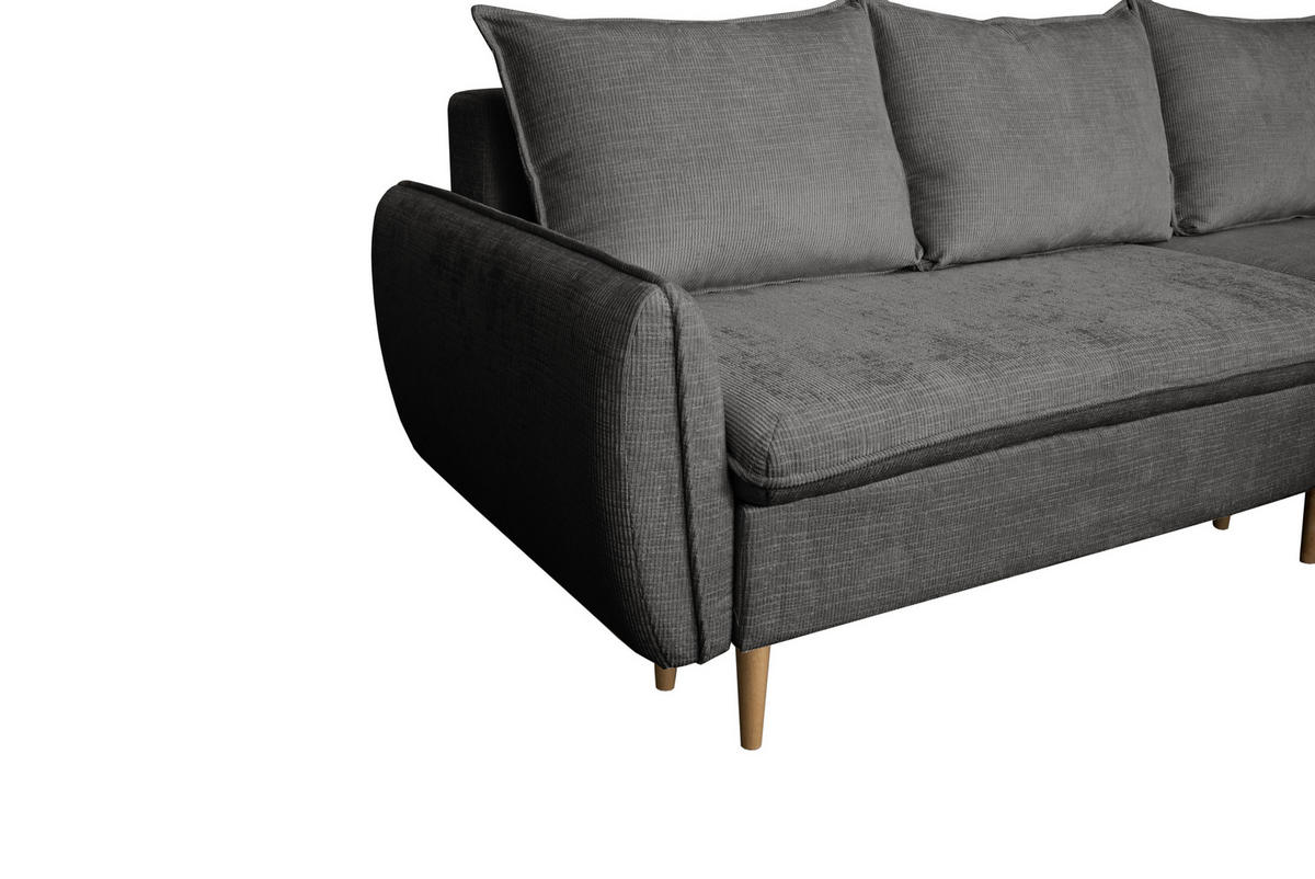 ECKSOFA Graubraun Chenille  - Graubraun/Buchefarben, KONVENTIONELL, Holz/Textil (244/163cm) - Carryhome