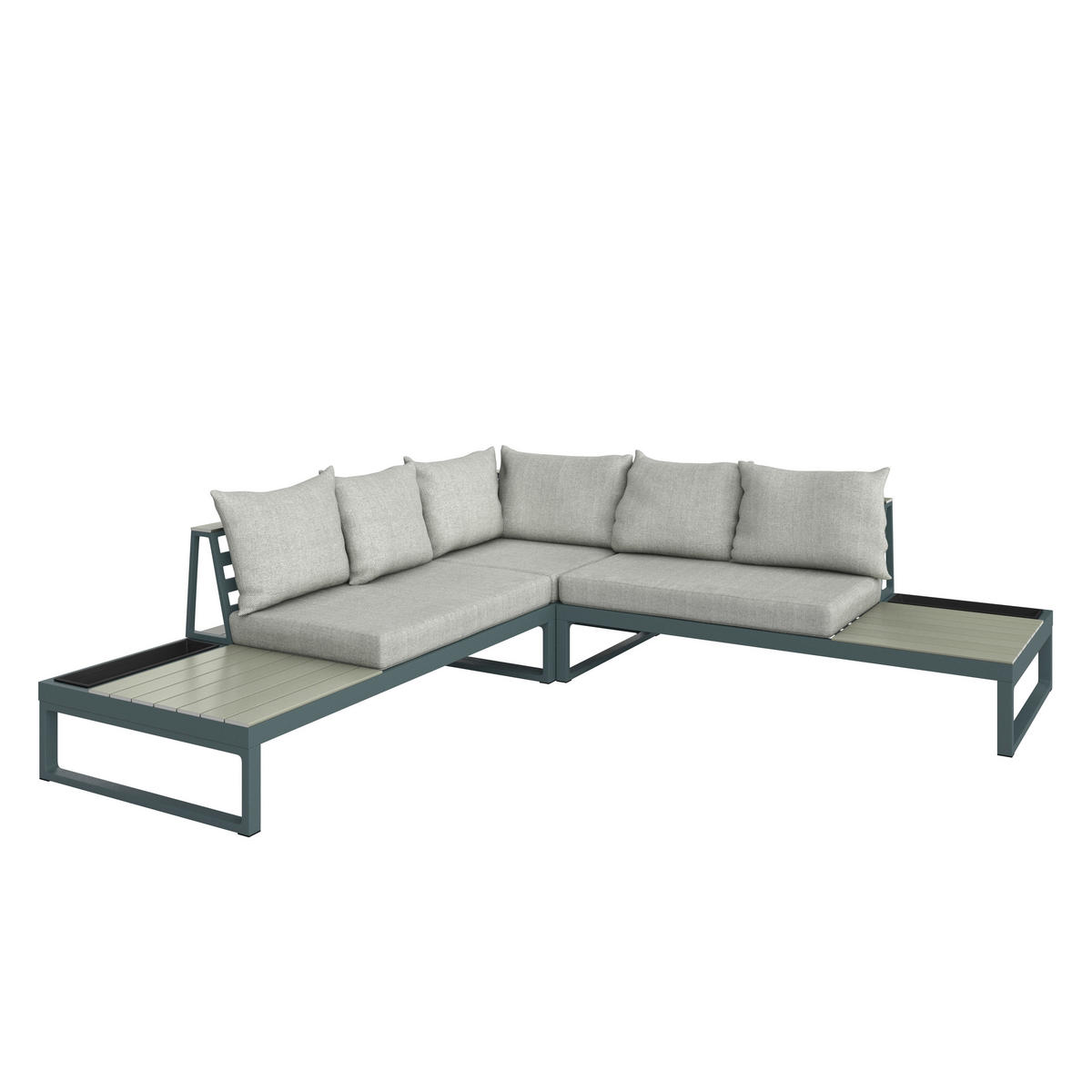 LOUNGEGARNITUR Aluminium  - Dunkelgrau/Beige, MODERN, Textil/Metall - Ambia Garden