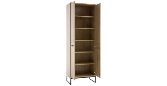 GARDEROBENSCHRANK 66/196/38 cm  - Eichefarben/Schwarz, Design, Holzwerkstoff/Metall (66/196/38cm) - Xora