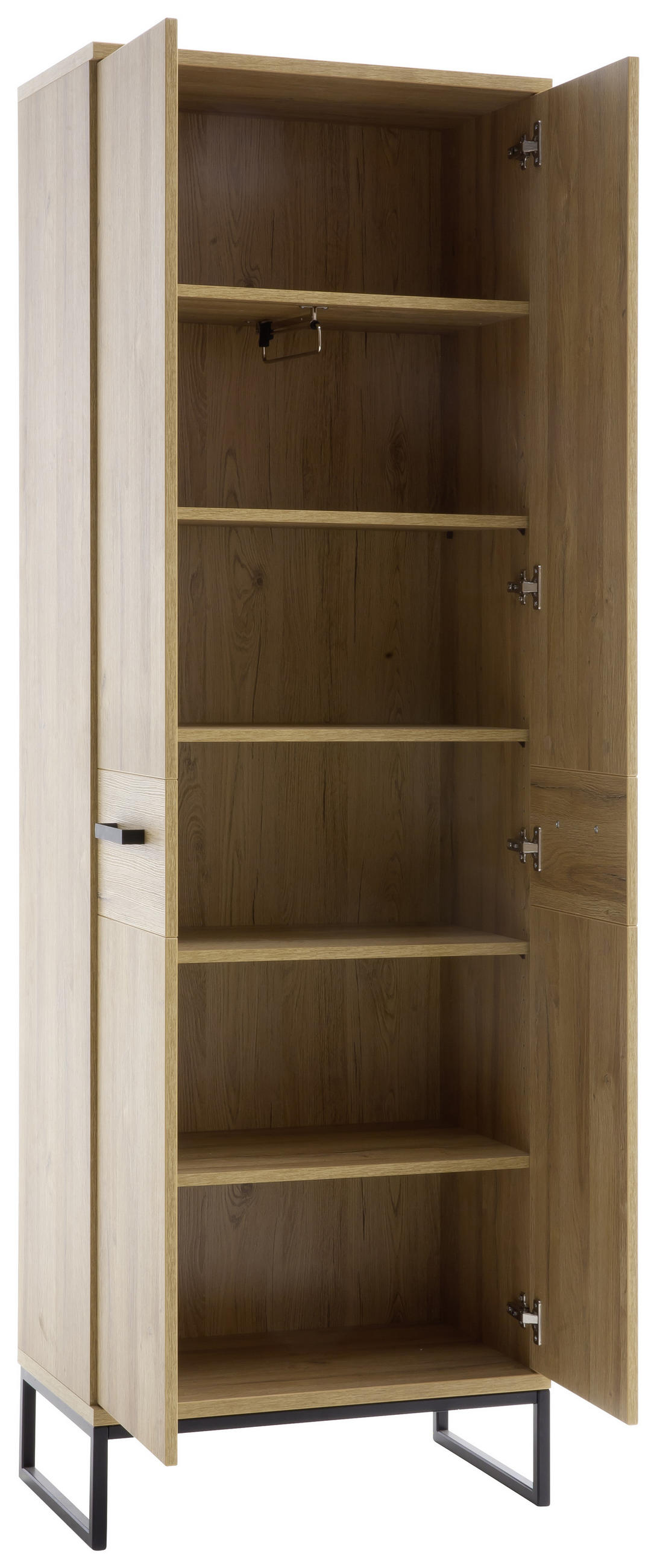 GARDEROBENSCHRANK  in 66/196/38 cm  - Eichefarben/Schwarz, KONVENTIONELL, Holzwerkstoff/Metall (66/196/38cm)
