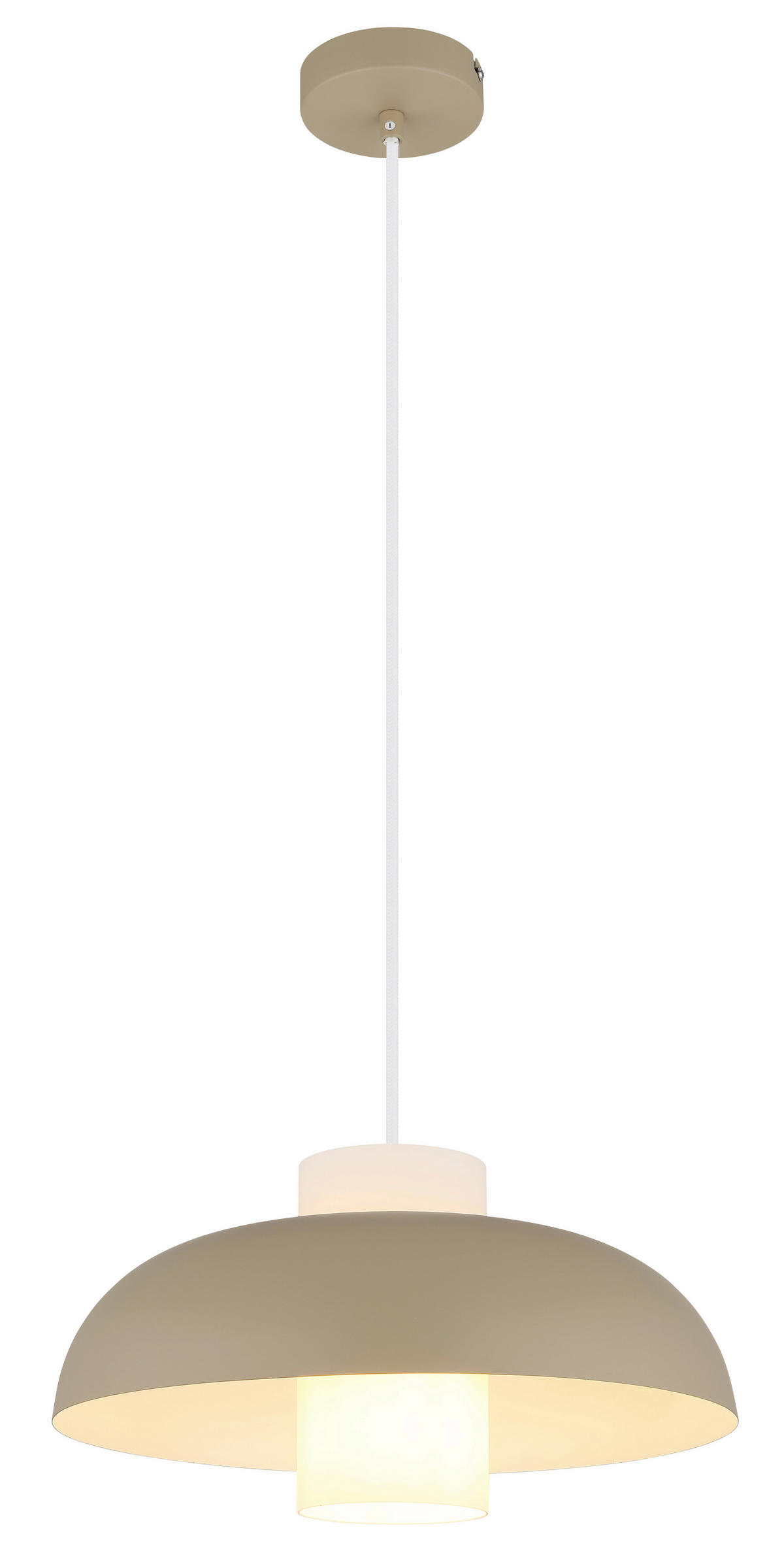 HÄNGELEUCHTE 38/120 cm    - Sandfarben/Weiss, Trend, Glas/Textil (38/120cm) - Globo