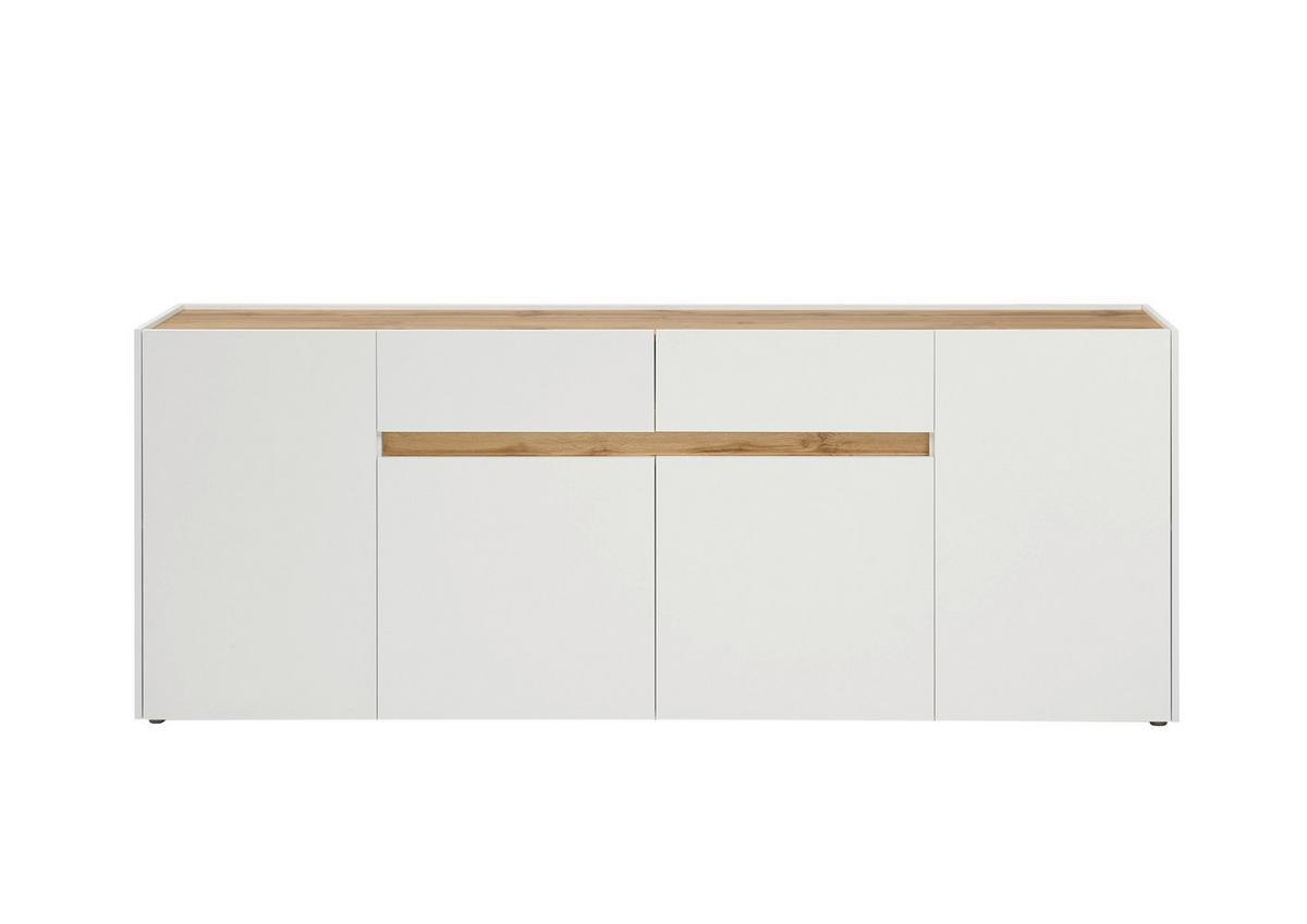 SIDEBOARD  223/86/40 cm 2 Schublade(n)  - Eiche Wotan/Schwarz, Design, Holzwerkstoff/Kunststoff (223/86/40cm) - Modante