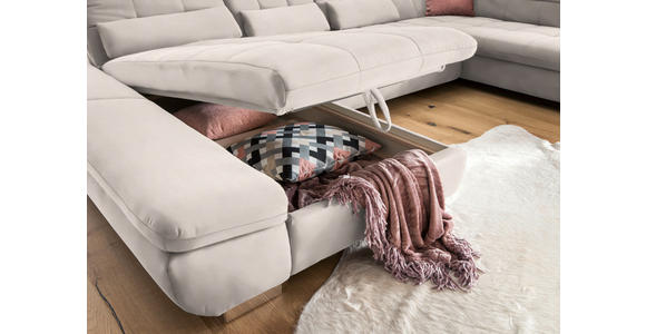 WOHNLANDSCHAFT  in Mikrofaser Ecru  - Chromfarben/Ecru, Design, Kunststoff/Textil (204/350/211cm) - Xora