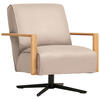 SESSEL in Echtleder Creme  - Wildeiche/Creme, Design, Leder/Holz (72/82/86cm) - Koinor