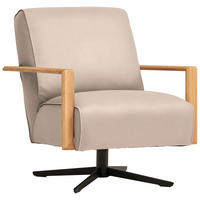 SESSEL in Echtleder Creme  - Wildeiche/Creme, Design, Leder/Holz (72/82/86cm) - Koinor