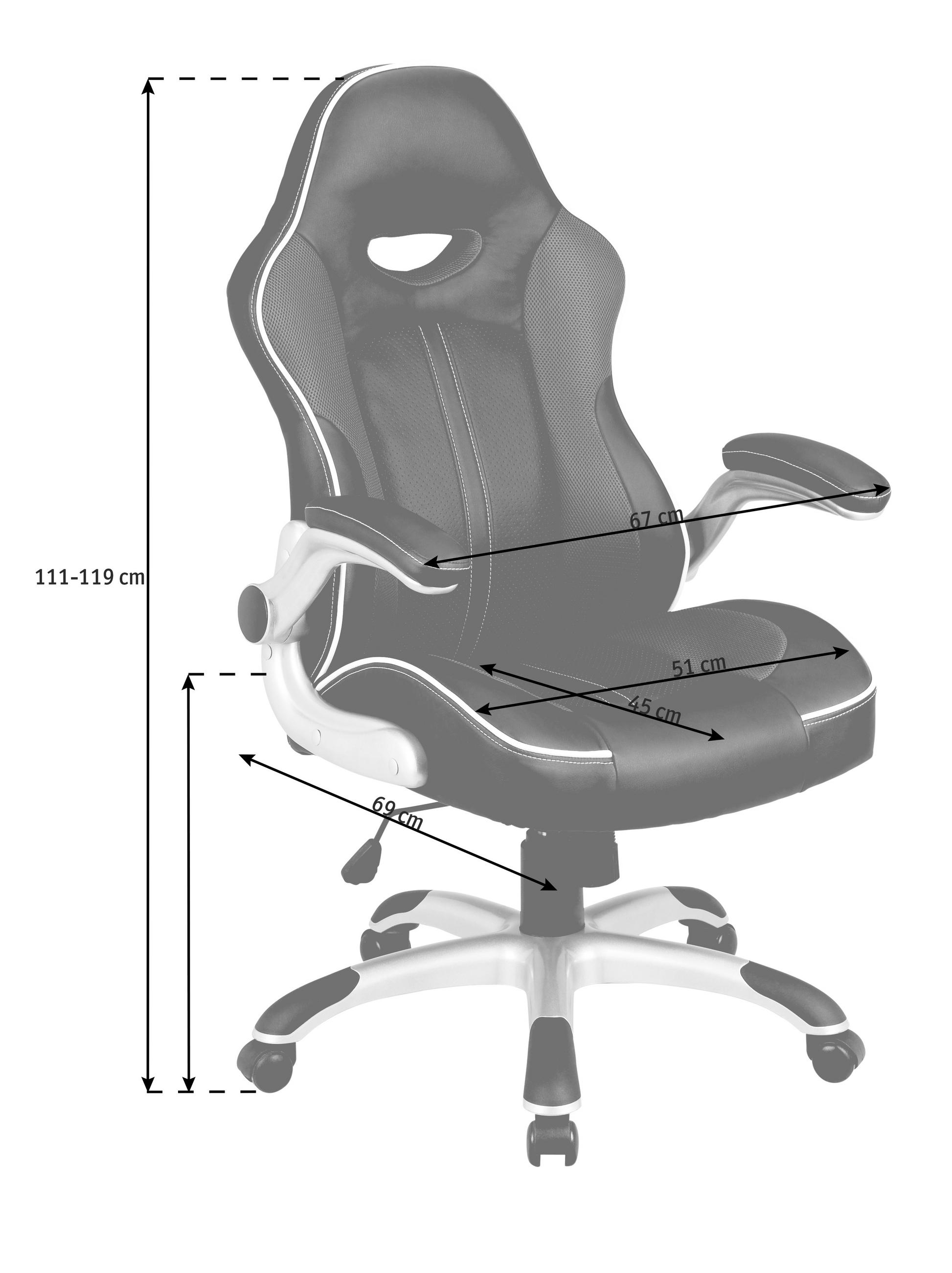 DIREKTORSKA STOLICA siva, crna - siva/bela, Dizajnerski, tekstil/plastika (67/111-119/69cm) - Xora