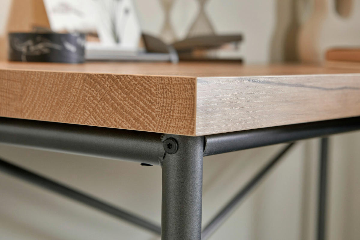 SCHREIBTISCH 150/60/75,5 cm  in Anthrazit, Eichefarben  - Eichefarben/Anthrazit, Konventionell, Holzwerkstoff/Metall (150/60/75,5cm) - Livetastic