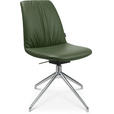 STUHL  in Aluminium Echtleder pigmentiert Metall, Leder  - Alufarben/Grün, Design, Leder/Metall (46/81,5-84,5/55cm) - Johann Jakob