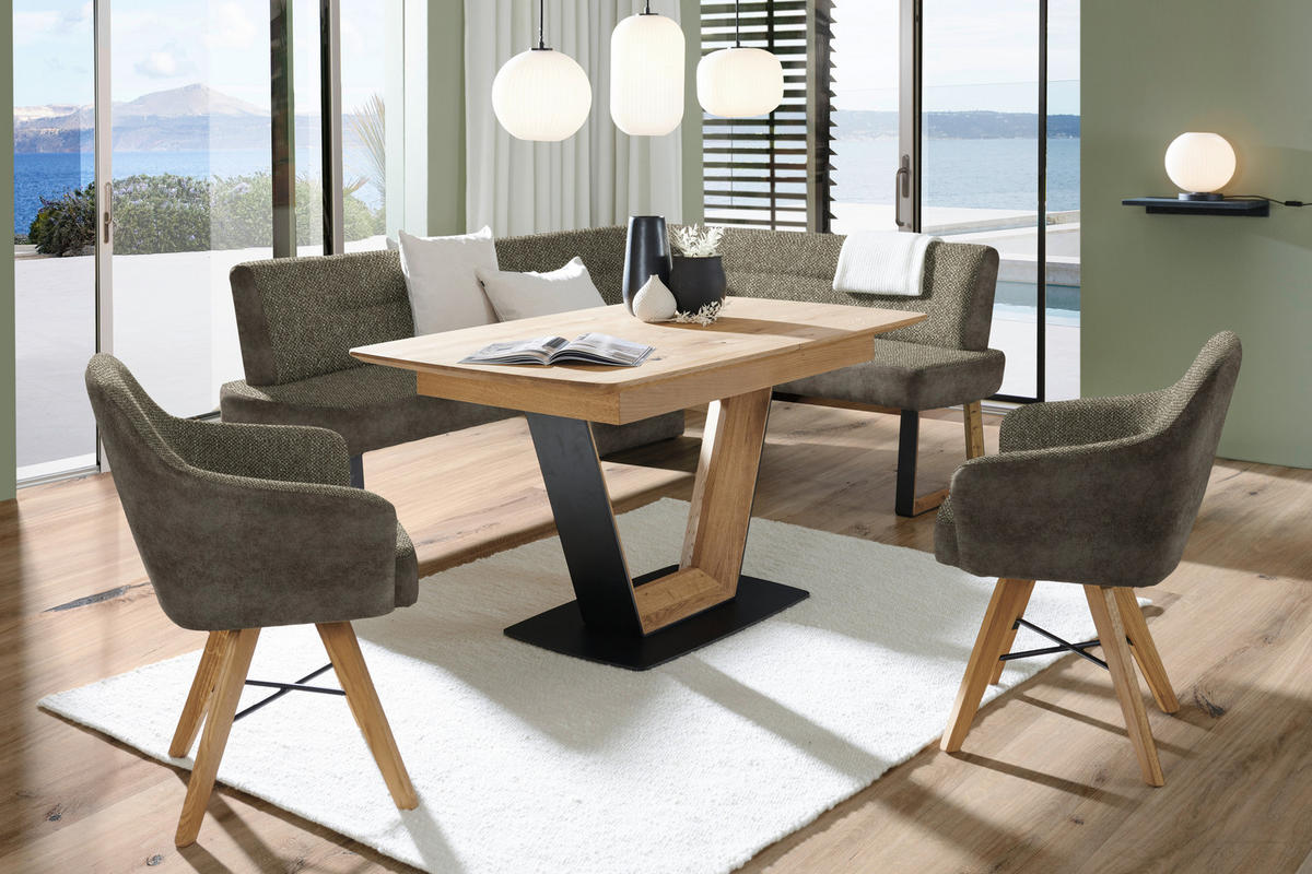 ARMLEHNSTUHL in Holz, Metall, Textil Braun, Eichefarben  - Eichefarben/Schwarz, KONVENTIONELL, Holz/Textil (64/86/60cm) - Voleo