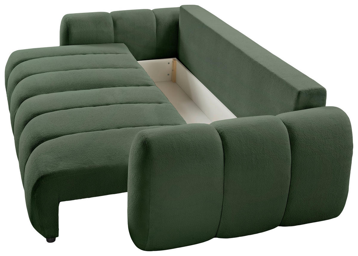 SCHLAFSOFA  mit Webstoff Grün  - Schwarz/Grün, KONVENTIONELL, Kunststoff/Textil (262/93/117cm) - Carryhome