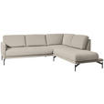 ECKSOFA in Flachgewebe, Struktur Beige  - Anthrazit/Beige, Design, Textil/Metall (254/230cm) - Ambiente