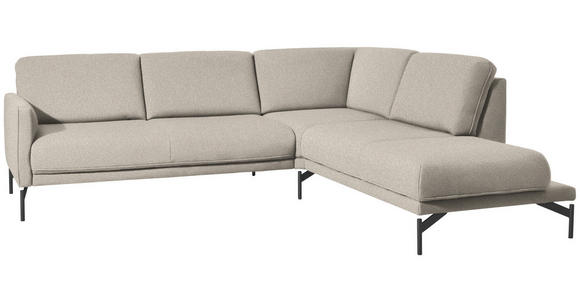 ECKSOFA in Flachgewebe, Struktur Beige  - Anthrazit/Beige, Design, Textil/Metall (254/230cm) - Ambiente