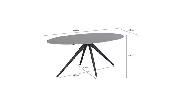 ESSTISCH in Metall, Keramik 180/89/76 cm  - Schwarz/Grau, Design, Keramik/Metall (180/89/76cm) - Novel