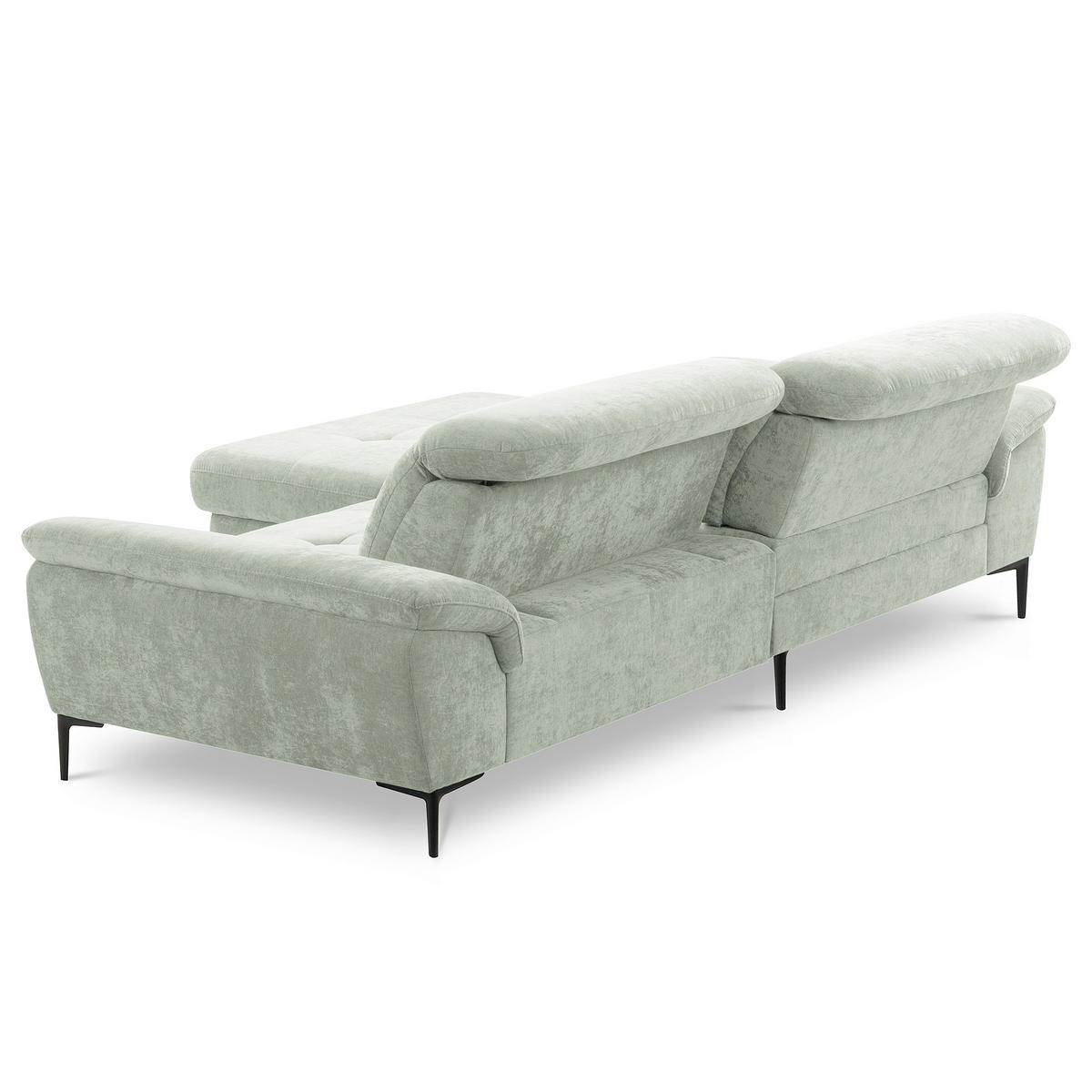 ECKSOFA PRADO Mintgrün Webstoff Bettkasten, Kopfteilverstellung, Sitztiefenverstellung  - Schwarz/Mintgrün, Design, Textil/Metall (195/268cm) - Livetastic