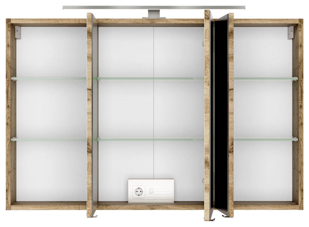 BADEZIMMER  in 100 cm  - Eiche Wotan/Weiß, MODERN, Keramik/Holzwerkstoff (100cm) - Held