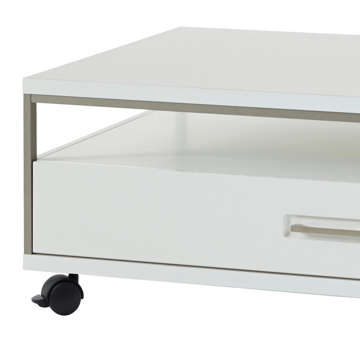 COUCHTISCH in Metall, Holzwerkstoff 115/70/40 cm  - Weiss/Silberfarben, Design, Holzwerkstoff/Kunststoff (115/70/40cm) - Livetastic