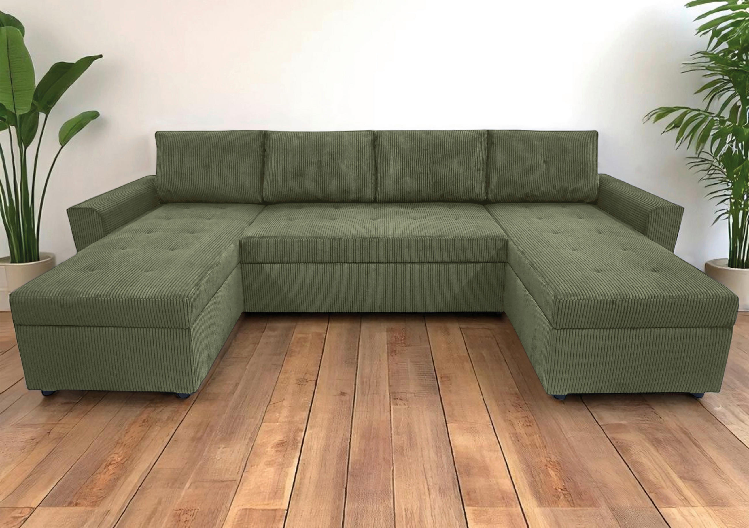 WOHNLANDSCHAFT TERMOLI Mintgrün Cord  - Schwarz/Mintgrün, Design, Kunststoff/Textil (155/296/155cm) - MID.YOU