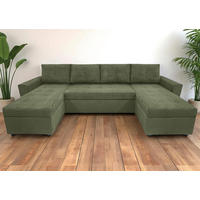 WOHNLANDSCHAFT TERMOLI Mintgrün Cord  - Schwarz/Mintgrün, Design, Kunststoff/Textil (155/296/155cm) - MID.YOU