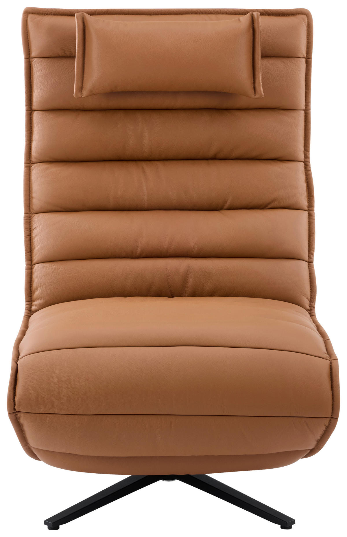 RELAXSESSEL Metall, Textil, Leder Schwarz, Cognac  - Cognac/Schwarz, Design, Leder/Textil (68/108/84cm) - Stylife