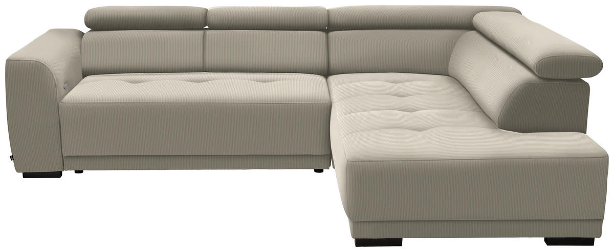 ECKSOFA in Feincord Beige  - Beige/Schwarz, Design, Kunststoff/Textil (284/205cm) - MID.YOU