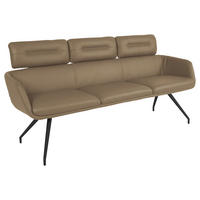 SITZBANK 200/92,5/67 cm Echtleder Schwarz, Taupe  - Taupe/Schwarz, Design, Leder/Metall (200/92,5/67cm) - Dieter Knoll