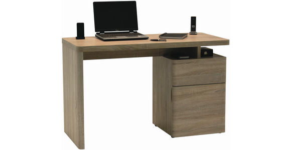 SCHREIBTISCH 120/55/76 cm Eichefarben Stauraum  - Eichefarben, Design, Holzwerkstoff (120/55/76cm) - Novel